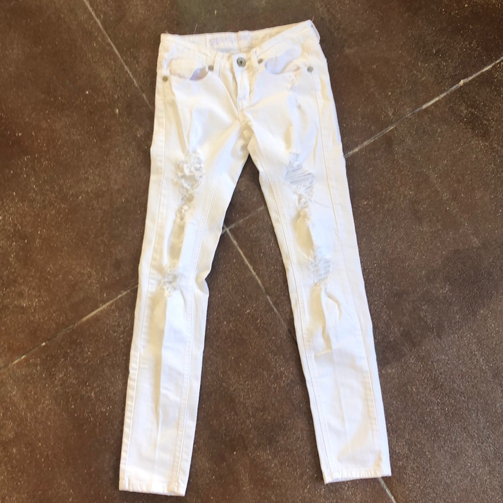 White denim pants distressed Size 0